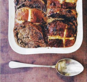 Hot Cross Bun Bread and Butter Pudding with Chocolate